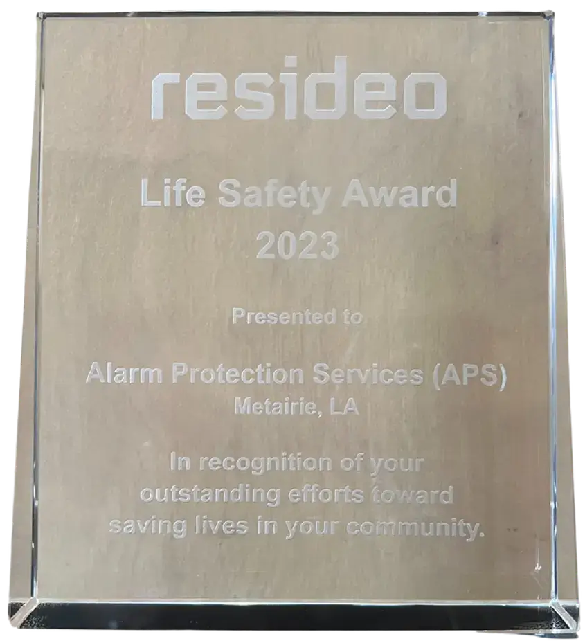 2023 Resideo Life Safety Award presented to APS Metairie, LA