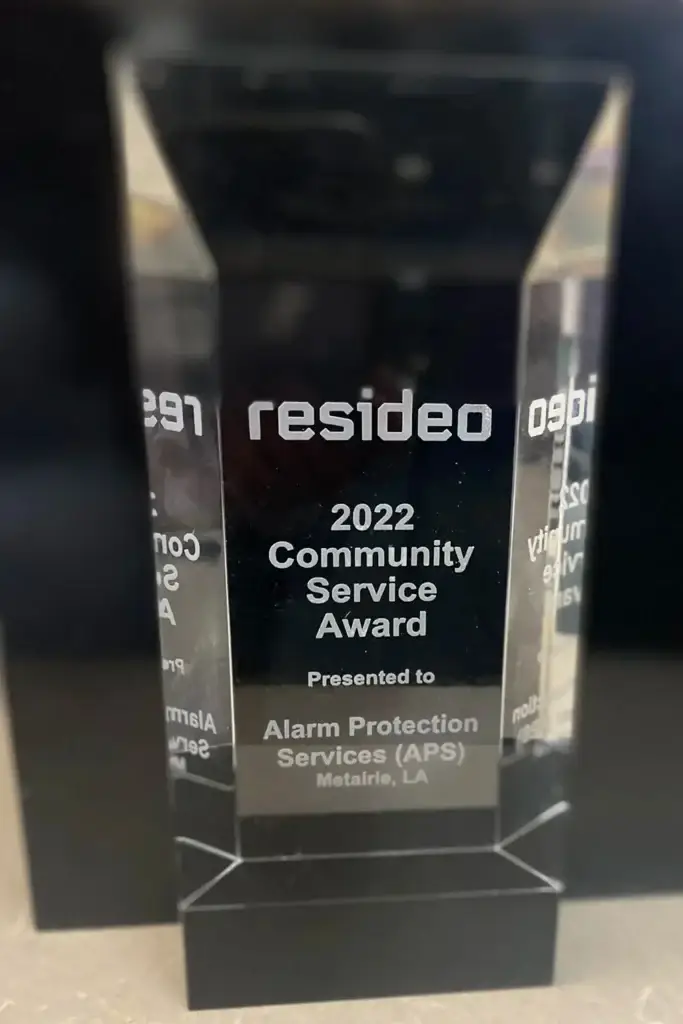 2022 Community Service Award presented to APS Metairie, LA by Resideo