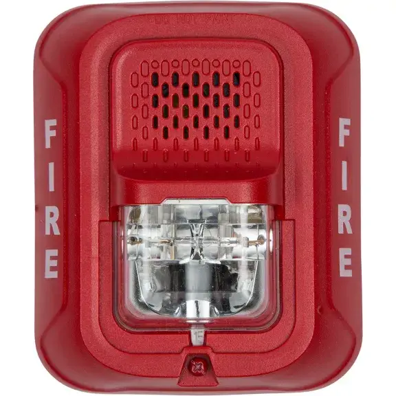 Red "FIRE" alarm with light and speaker for commercial fire protection