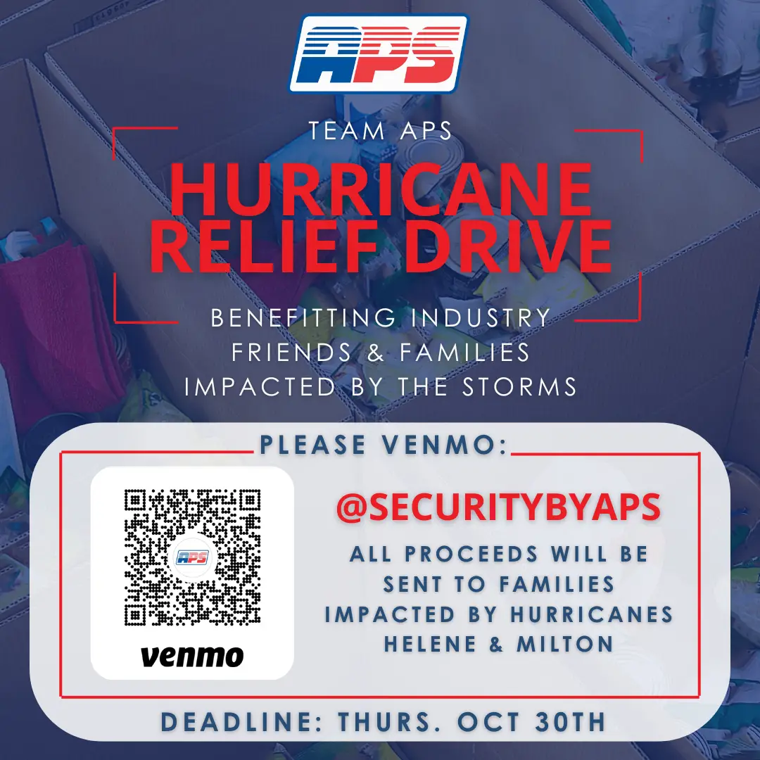 APS Hurricane Relief Drive benefiting families impacted by Hurricanes Helene and Milton with a Venmo QR code for donations.